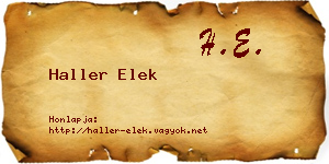 Haller Elek névjegykártya
